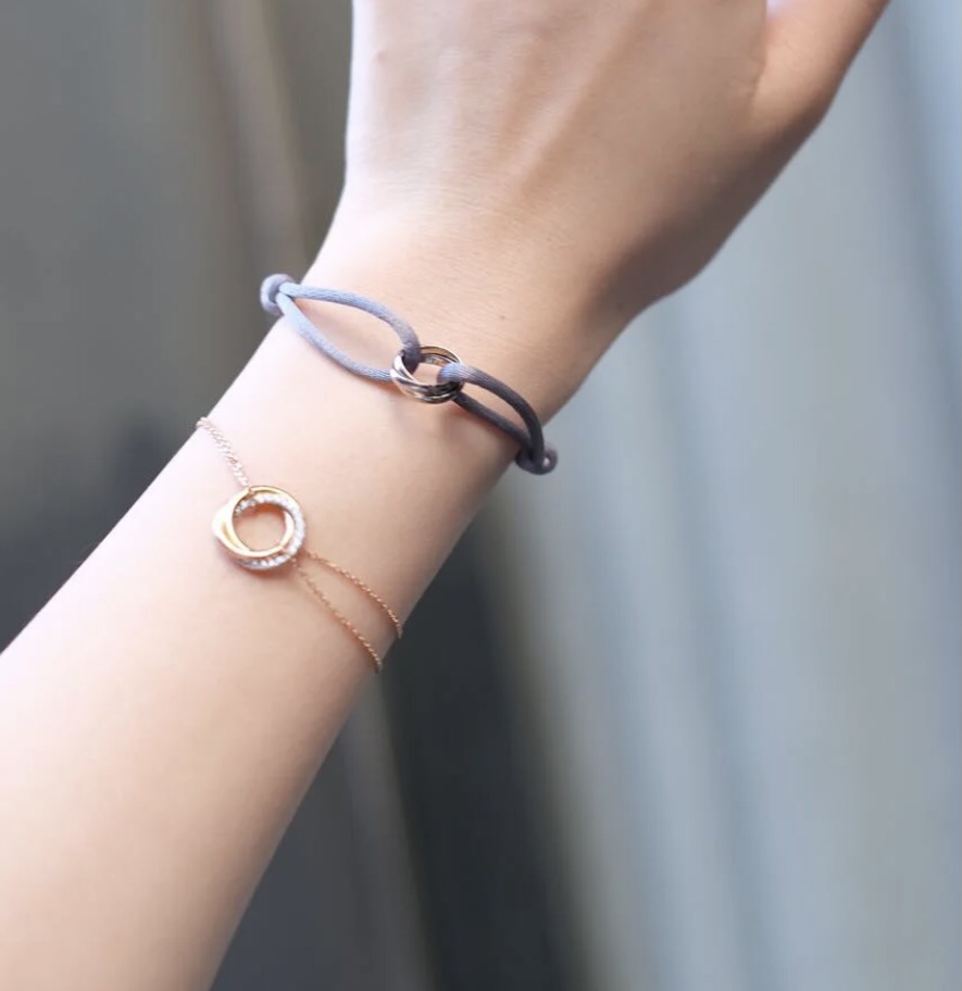 Cartier Trinity bracelet 18k yellow gold 18k white gold 18k rose gold clear diamond 17cm