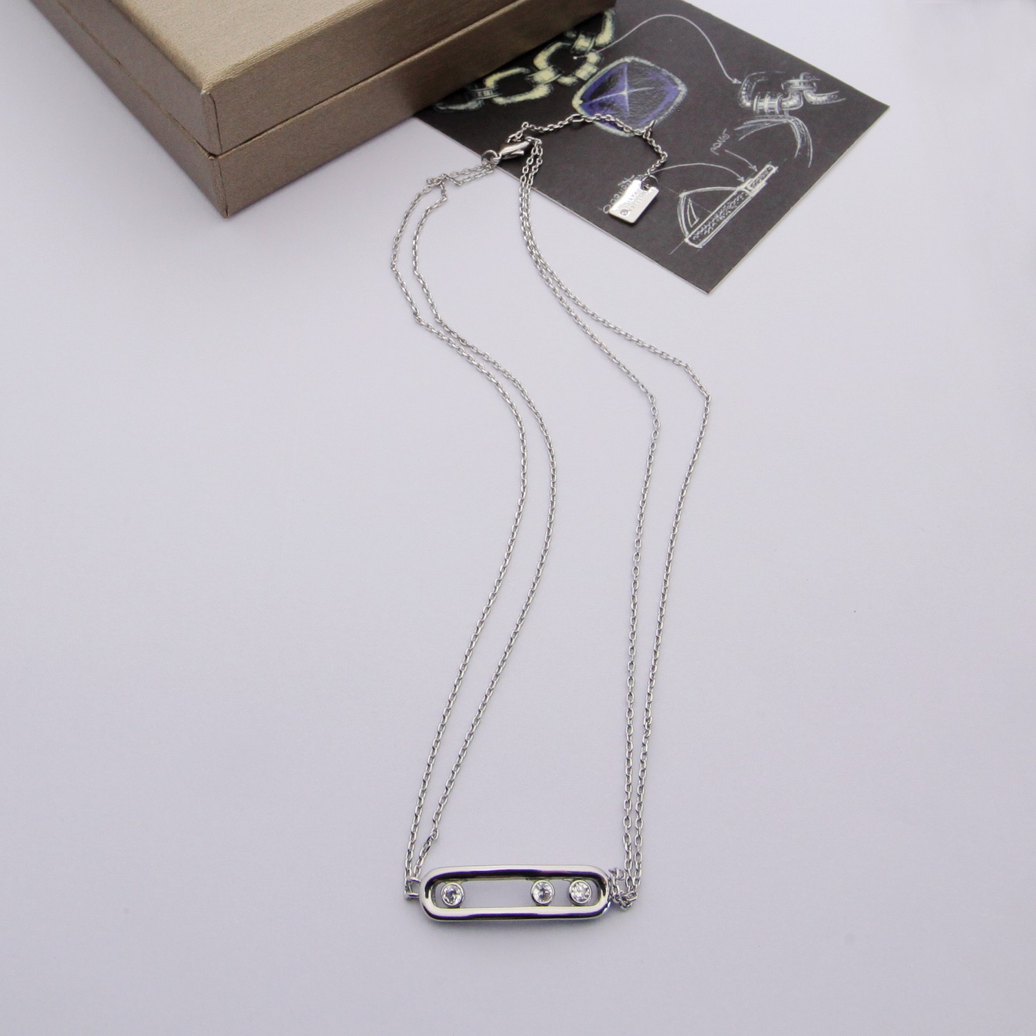 Messika Move Uno necklace 18k yellow gold with clear diamonds 18k rose gold with clear diamonds 18k white gold with clear diamonds 45cm