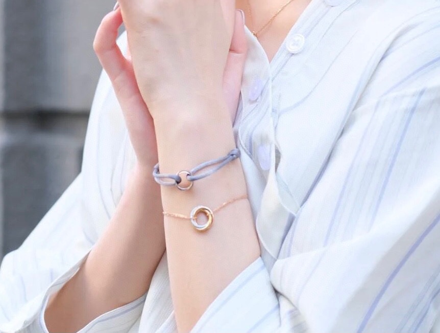 Cartier Trinity bracelet 18k yellow gold 18k white gold 18k rose gold clear diamond 17cm