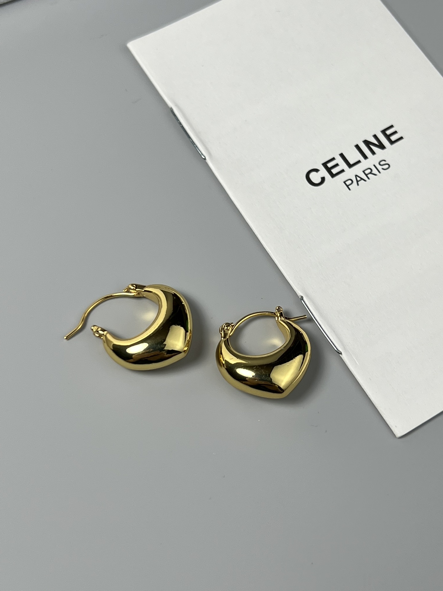 Celine YHEH050 Dome Hoop Earrings earrings polished gold-tone metal no accent stones 2cm diameter