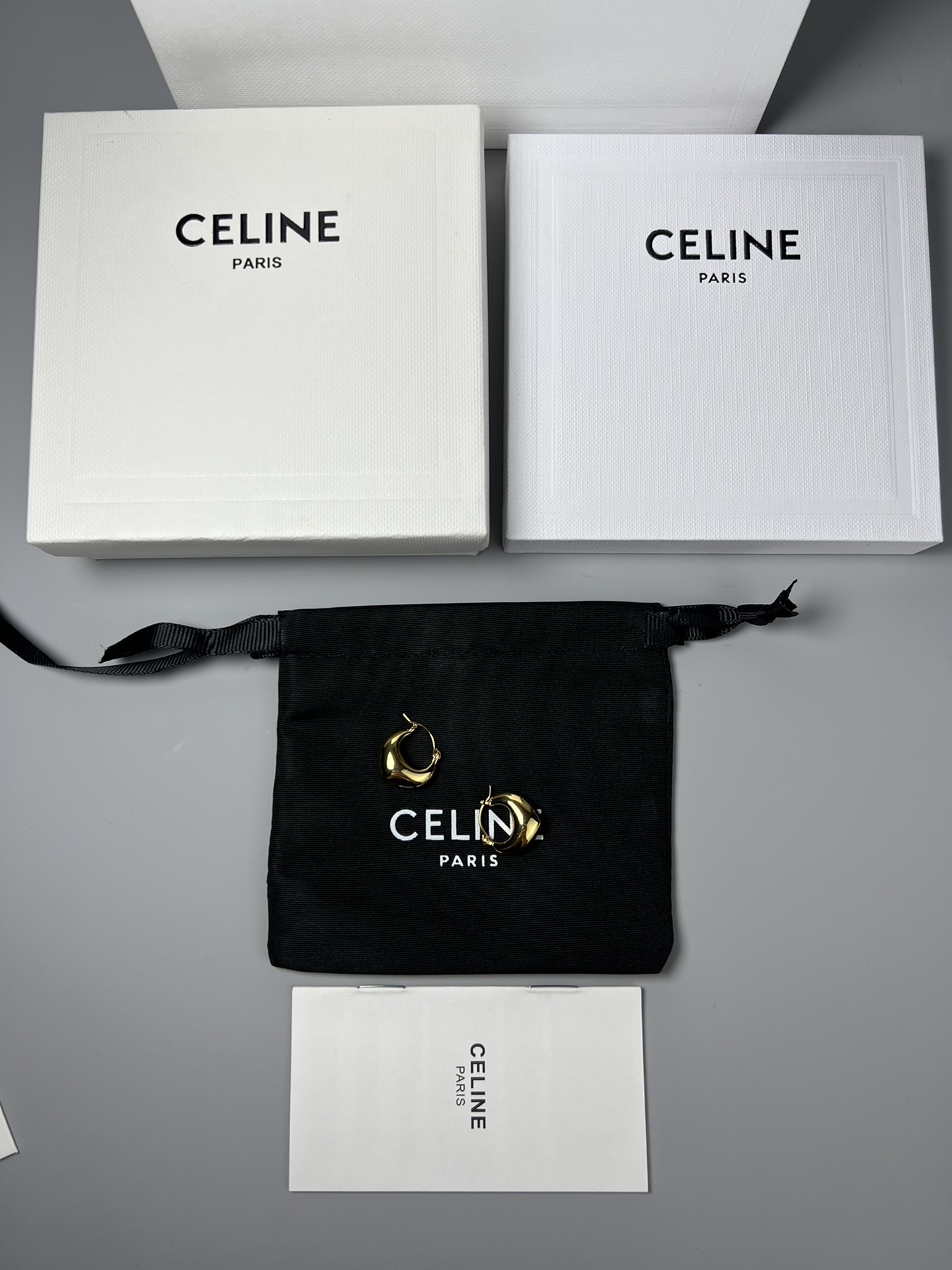 Celine YHEH050 Dome Hoop Earrings earrings polished gold-tone metal no accent stones 2cm diameter