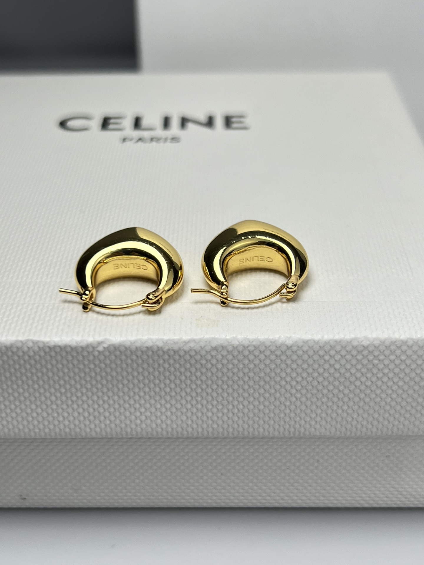 Celine YHEH050 Dome Hoop Earrings earrings polished gold-tone metal no accent stones 2cm diameter