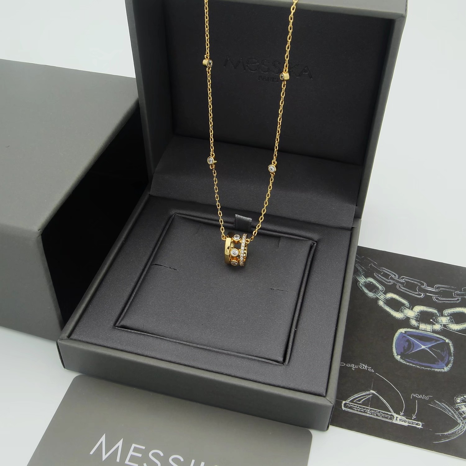 Messika Move Romane necklace 18k white gold 18k rose gold 18k yellow gold clear diamond 45cm