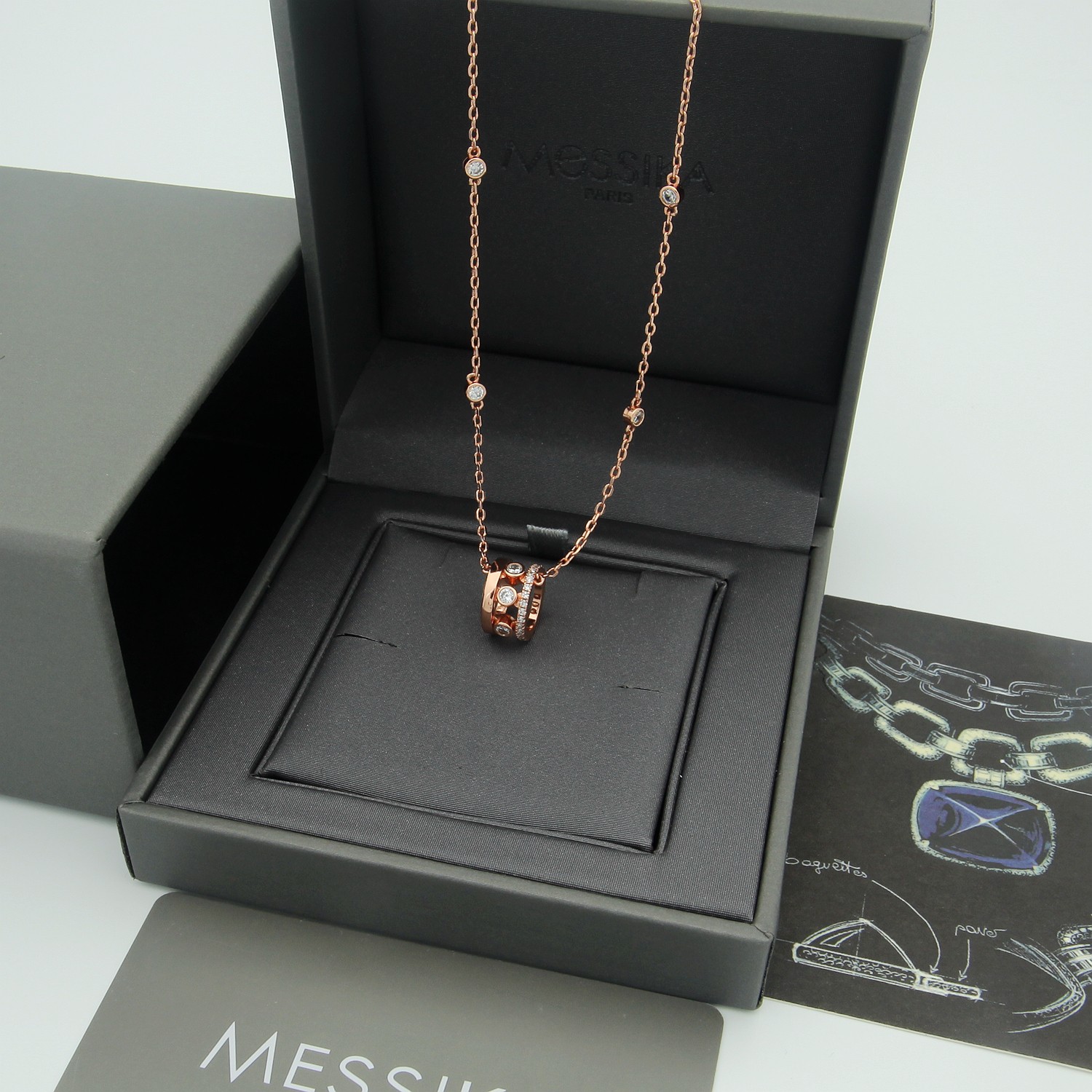 Messika Move Romane necklace 18k white gold 18k rose gold 18k yellow gold clear diamond 45cm