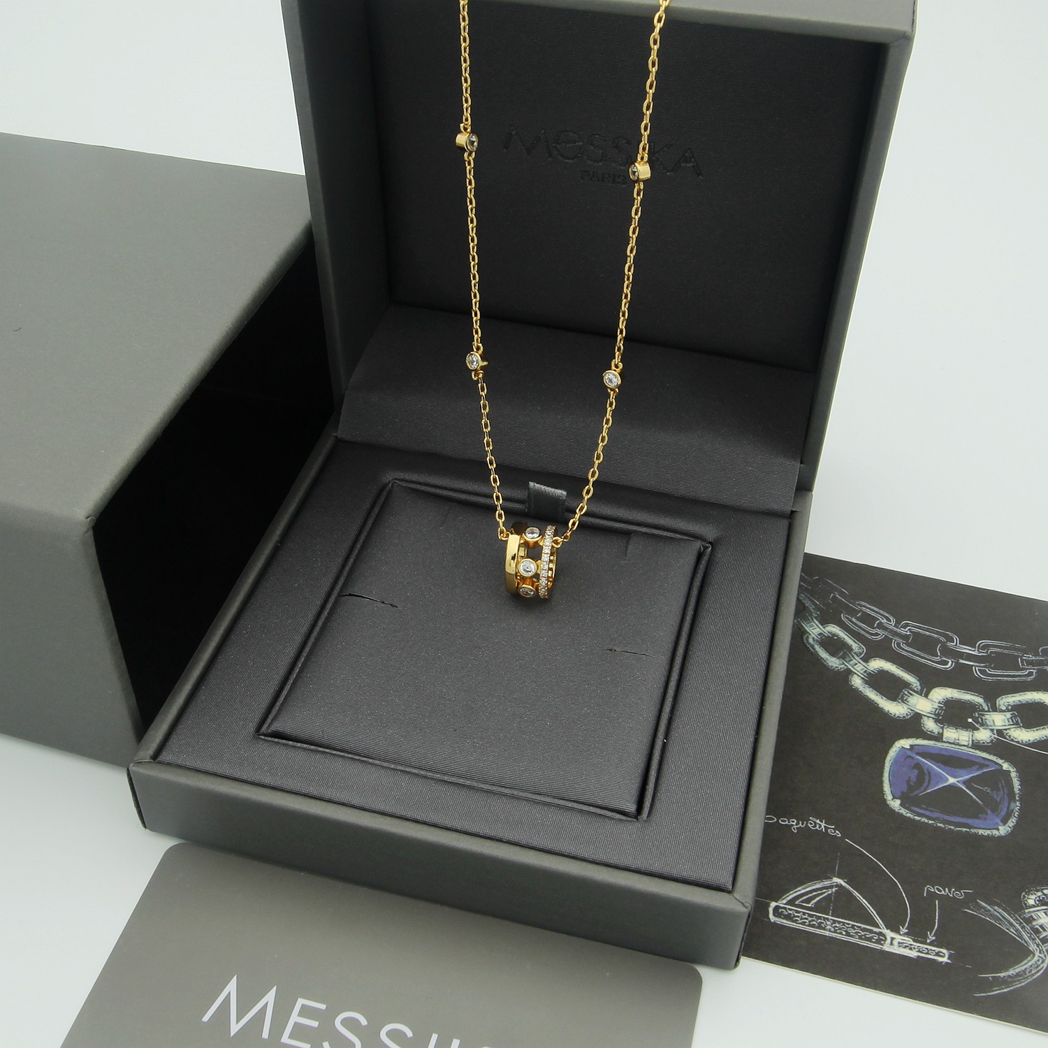 Messika Move Romane necklace 18k white gold 18k rose gold 18k yellow gold clear diamond 45cm
