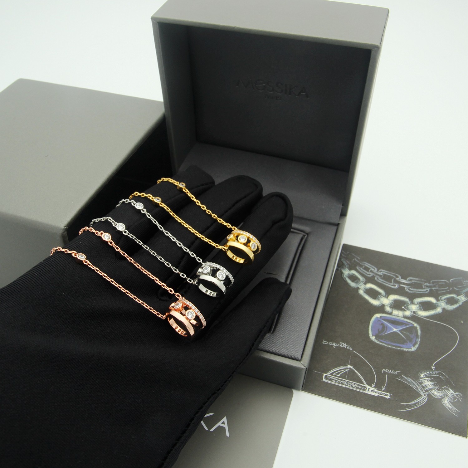 Messika Move Romane necklace 18k white gold 18k rose gold 18k yellow gold clear diamond 45cm
