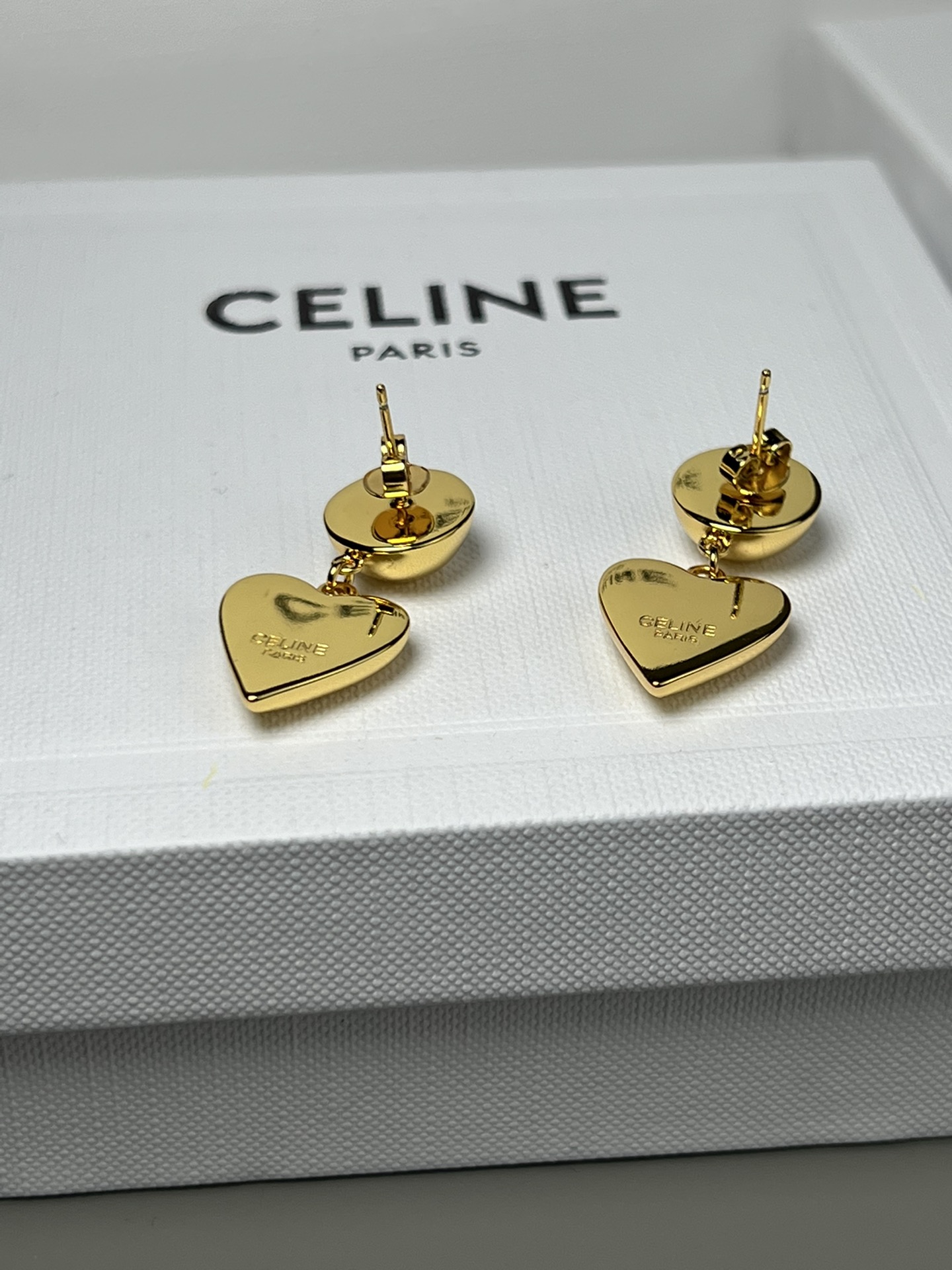 Celine Puffed Heart Drop Earrings earrings Polished gold-tone metal no accent stones One Size