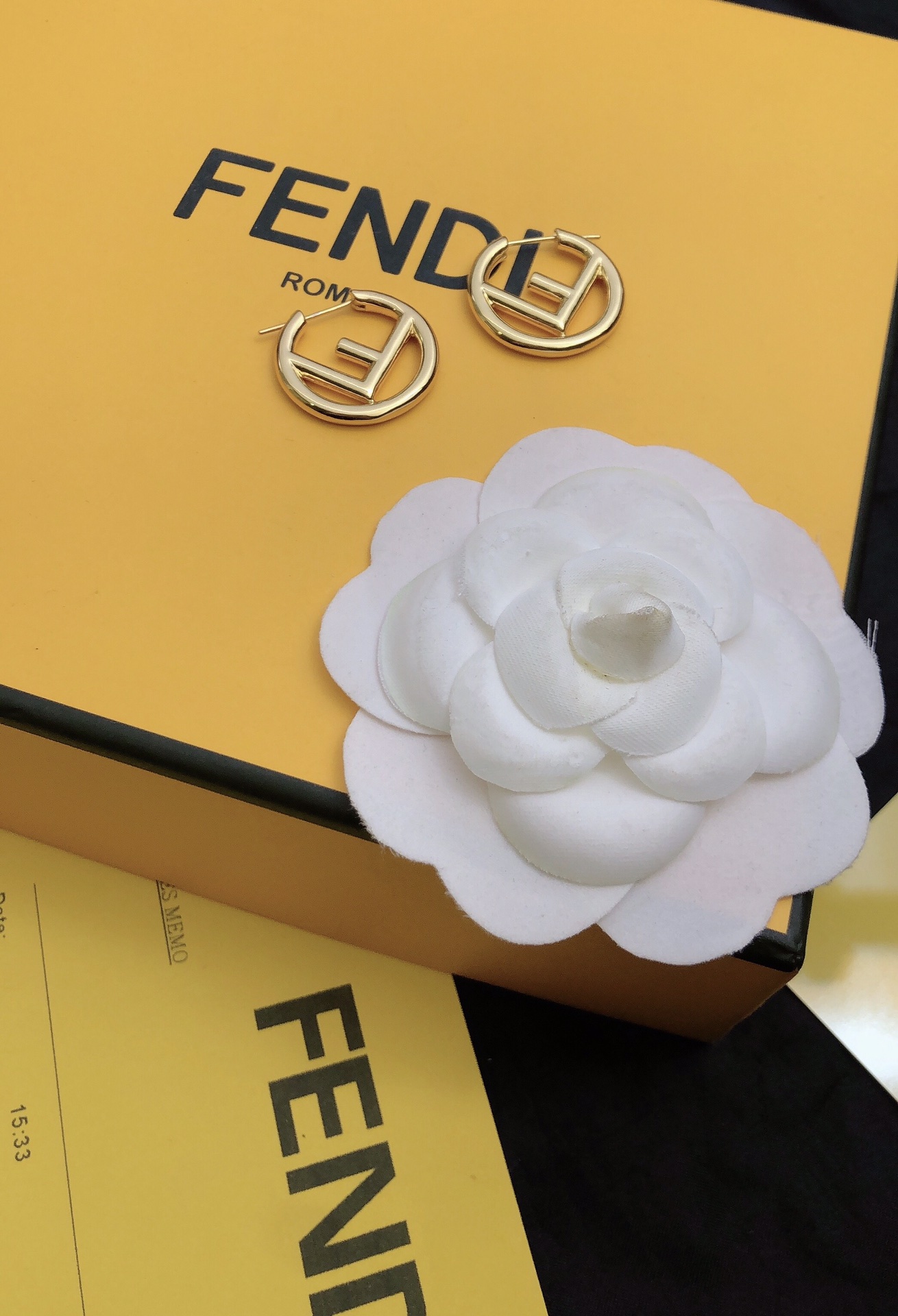 Fendi F Is Fendi earrings gold tone metal 2 5cm diameter