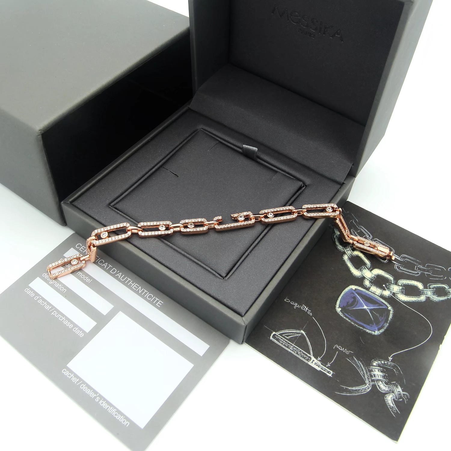 Messika Move Link bracelet Yellow gold with clear diamonds 17cm