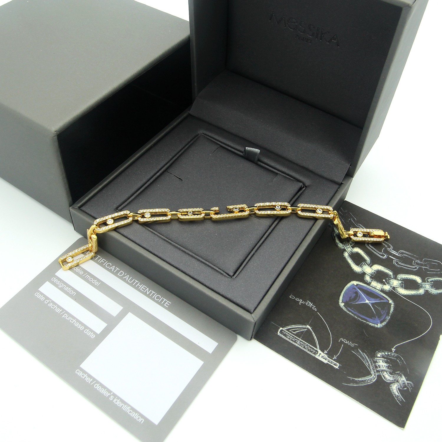 Messika Move Link bracelet Yellow gold with clear diamonds 17cm