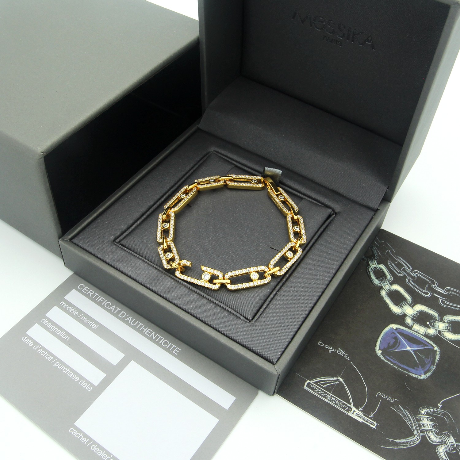 Messika Move Link bracelet Yellow gold with clear diamonds 17cm