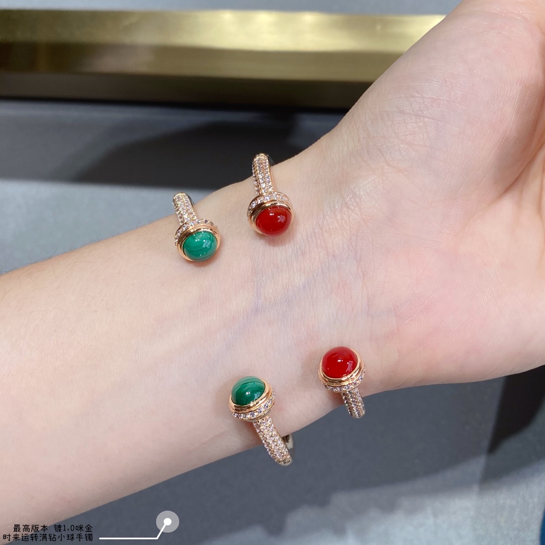 Piaget Possession bracelet Rose gold with red carnelian cabochons and clear diamond accents 17cm