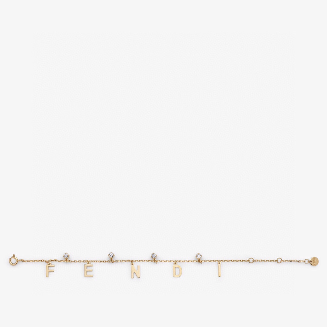 Fendi FENDI Letter Charm Bracelet bracelet gold-tone metal with clear cubic zirconia stones 18cm
