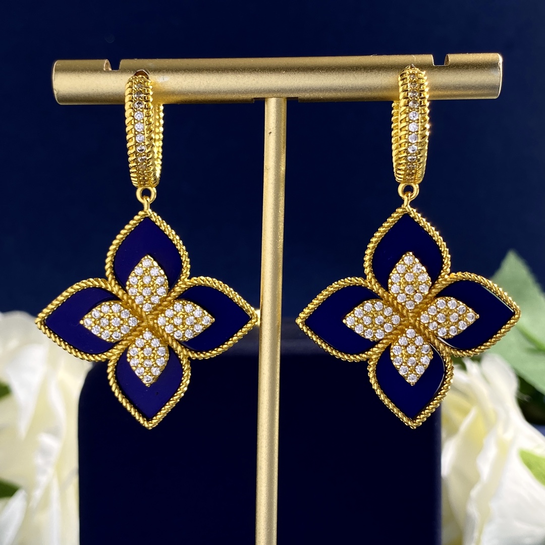 Van Cleef Arpels Vintage Alhambra earrings silver-toned white gold with turquoise inlay and pave diamonds 2 5cm drop length