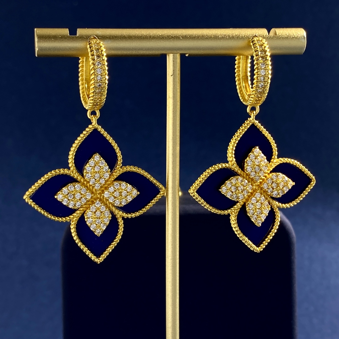 Roberto Coin Orecchini Princess veneziana Oro giallo con madreperla bianca, lapislazzuli blu, turchese e accenti di diamanti trasparenti, lunghezza della goccia di 3,8 cm