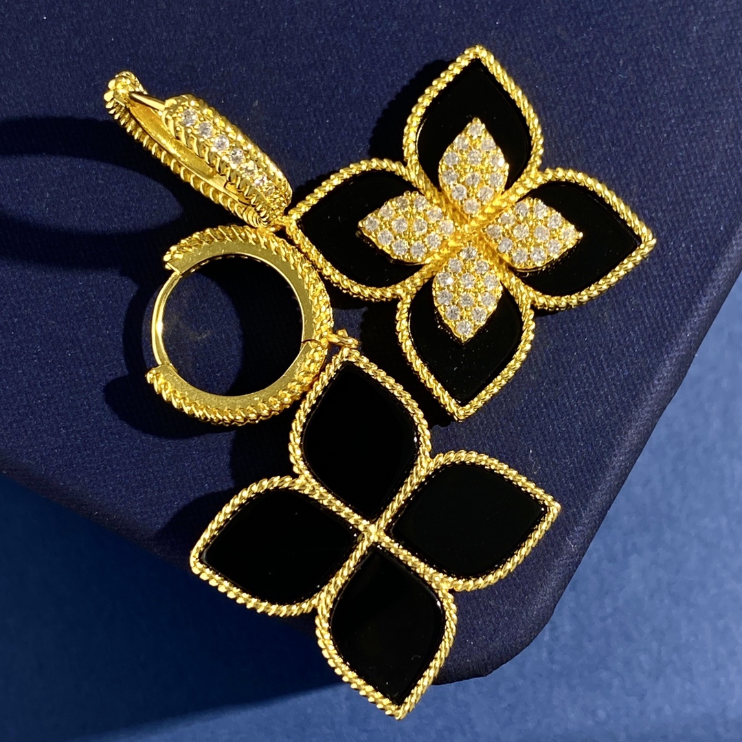 Roberto Coin Orecchini Princess veneziana Oro giallo con madreperla bianca, lapislazzuli blu, turchese e accenti di diamanti trasparenti, lunghezza della goccia di 3,8 cm