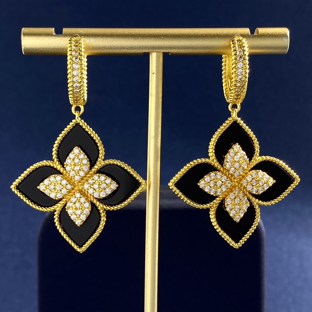 Roberto Coin Orecchini Princess veneziana Oro giallo con madreperla bianca, lapislazzuli blu, turchese e accenti di diamanti trasparenti, lunghezza della goccia di 3,8 cm