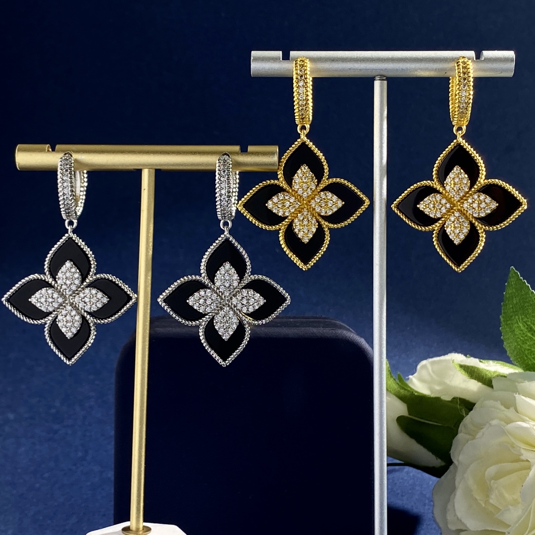 Van Cleef Arpels Vintage Alhambra earrings silver-toned white gold with turquoise inlay and pave diamonds 2 5cm drop length