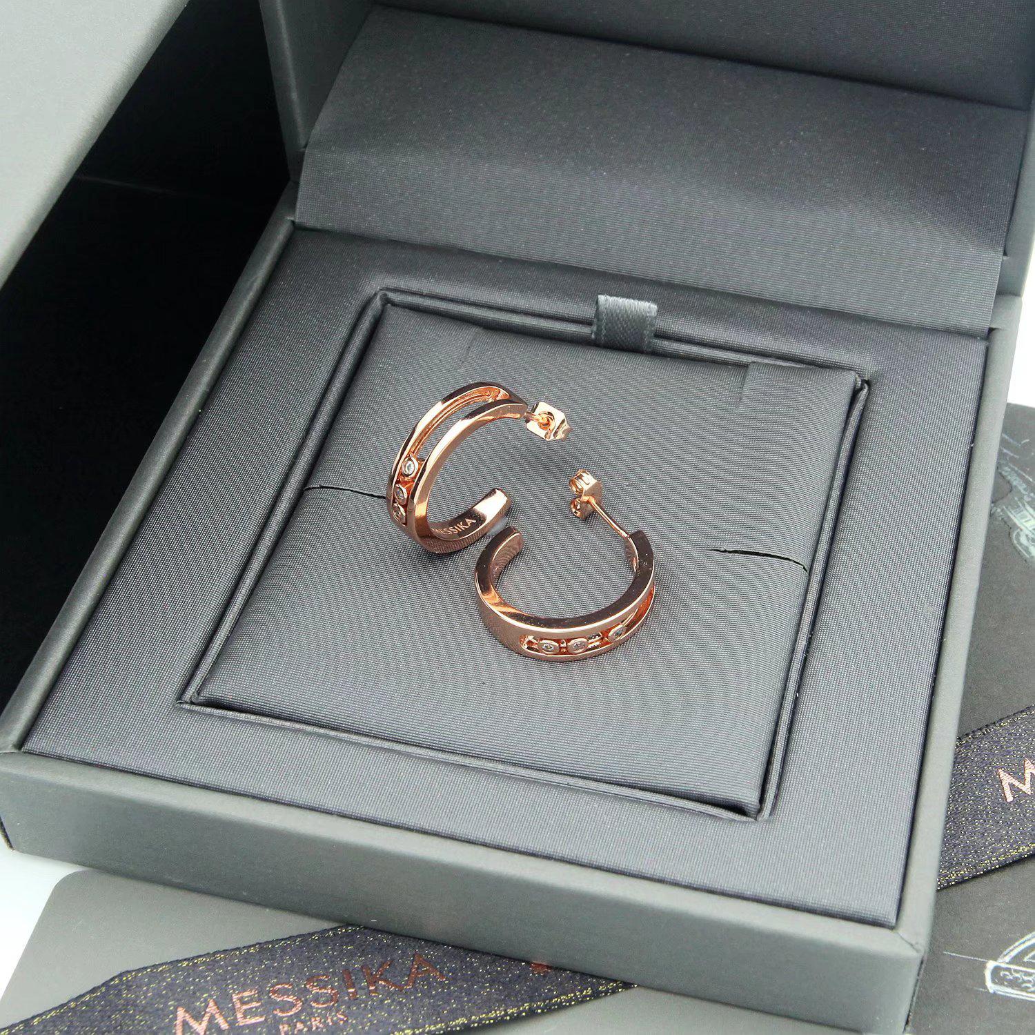 Messika Move earrings yellow gold with clear diamonds 15mm hoop diameter