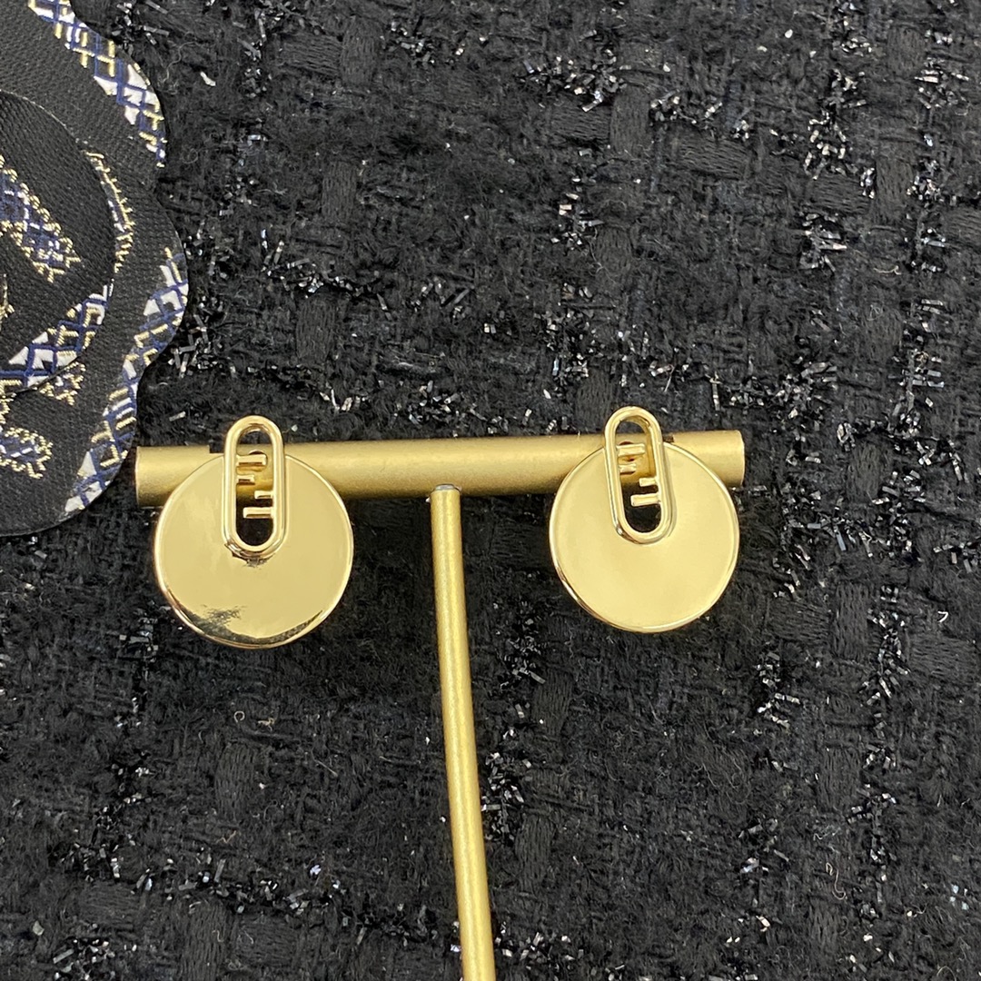 Fendi O Lock earrings gold-tone metal 2cm diameter