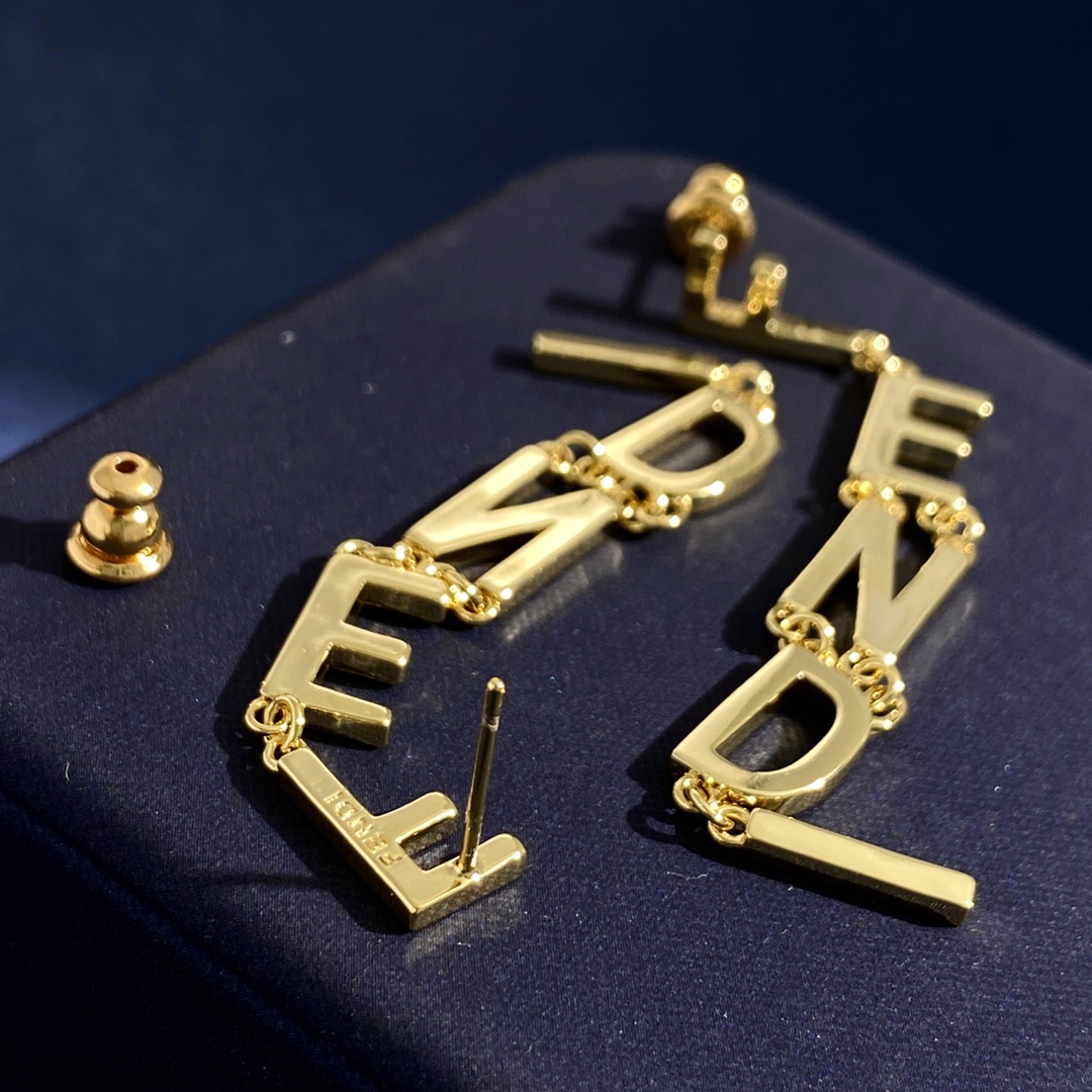 Fendi Fendi Logo Letter Drop Earrings earrings gold-tone metal no accent stones 60mm drop length