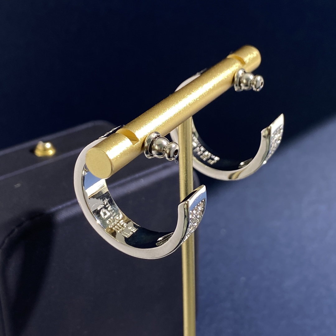 Fendi FD92 F Logo Pave Hoop Earrings earrings Available in silver-tone metal with clear crystal pave and gold-tone metal with clear crystal pave 20mm hoop diameter