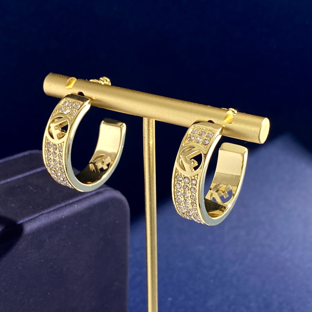 Fendi FD92 F Logo Pave Hoop Earrings earrings Available in silver-tone metal with clear crystal pave and gold-tone metal with clear crystal pave 20mm hoop diameter
