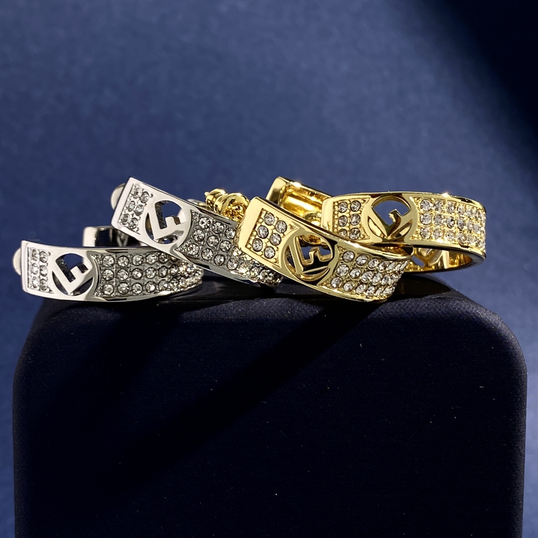Fendi FD92 F Logo Pave Hoop Earrings earrings Available in silver-tone metal with clear crystal pave and gold-tone metal with clear crystal pave 20mm hoop diameter
