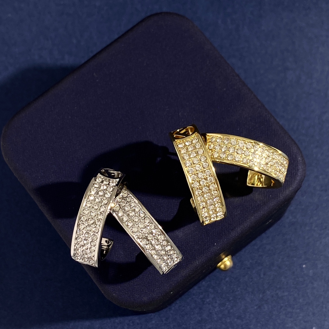 Fendi FD92 F Logo Pave Hoop Earrings earrings Available in silver-tone metal with clear crystal pave and gold-tone metal with clear crystal pave 20mm hoop diameter