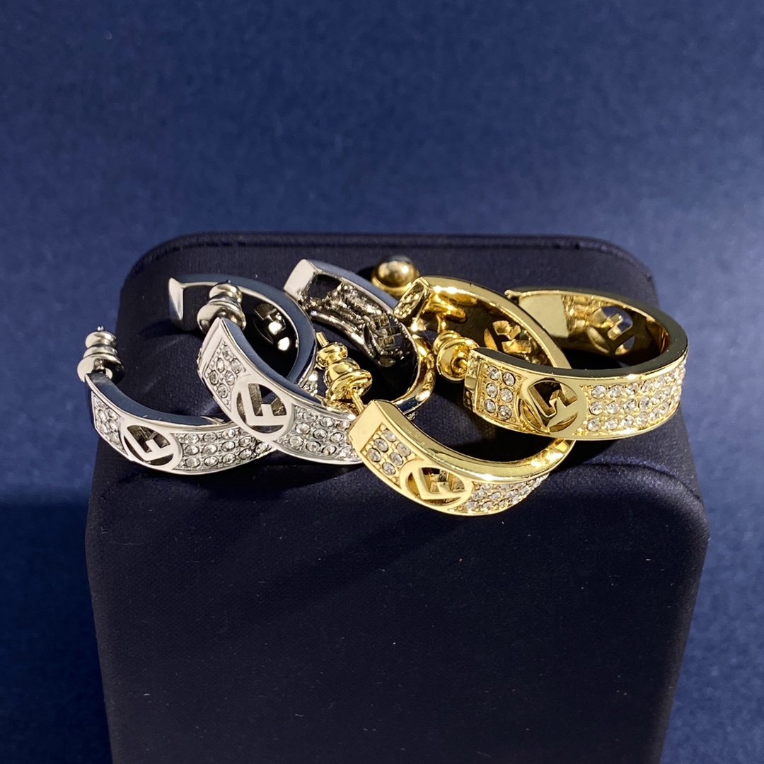Fendi FD92 F Logo Pave Hoop Earrings earrings Available in silver-tone metal with clear crystal pave and gold-tone metal with clear crystal pave 20mm hoop diameter