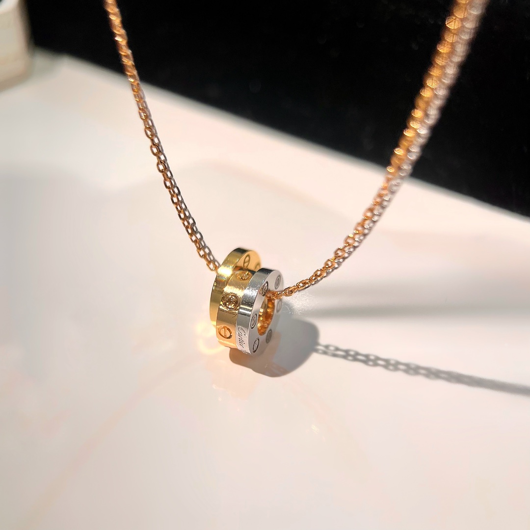 Cartier Love necklace 18k yellow gold 18k rose gold 18k white gold with diamond accents 42cm