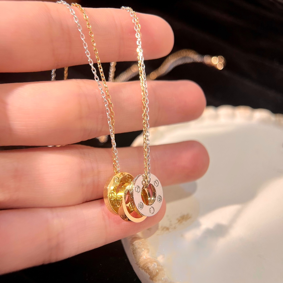 Cartier Love necklace 18k yellow gold 18k rose gold 18k white gold with diamond accents 42cm