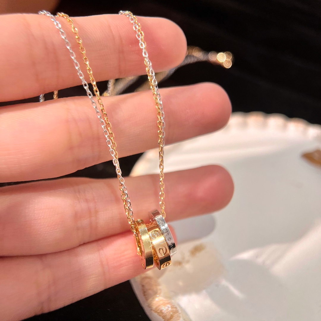 Cartier Love necklace 18k yellow gold 18k rose gold 18k white gold with diamond accents 42cm