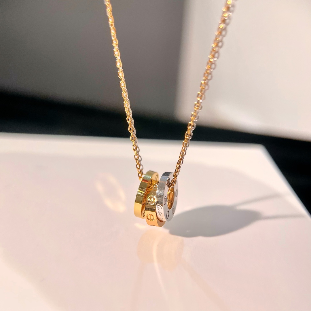 Cartier Love necklace 18k yellow gold 18k rose gold 18k white gold with diamond accents 42cm