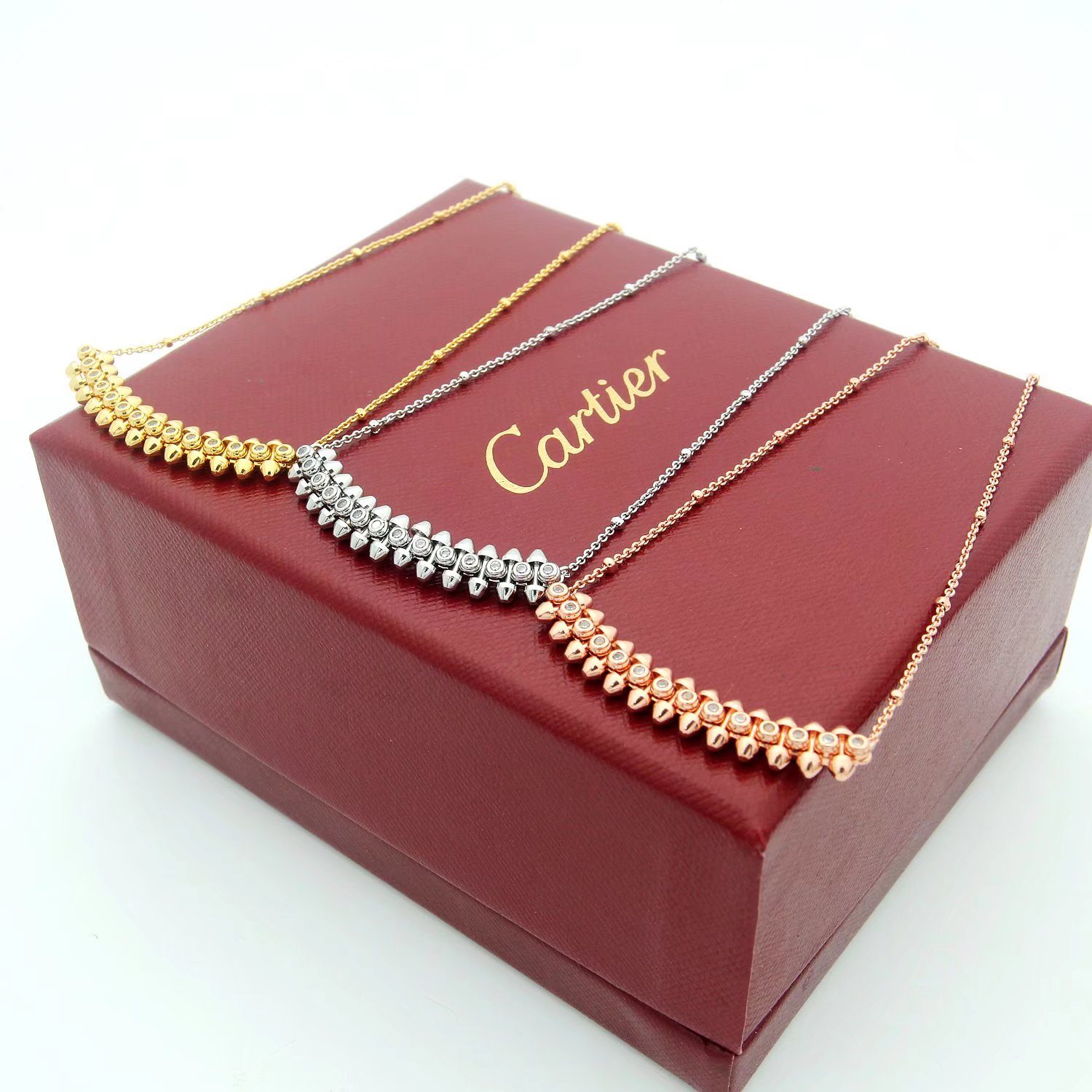 Cartier Clash de Cartier necklace Yellow gold with clear diamond accents available in 18k yellow gold 18k white gold and 18k rose gold variants with clear diamond accents 42cm