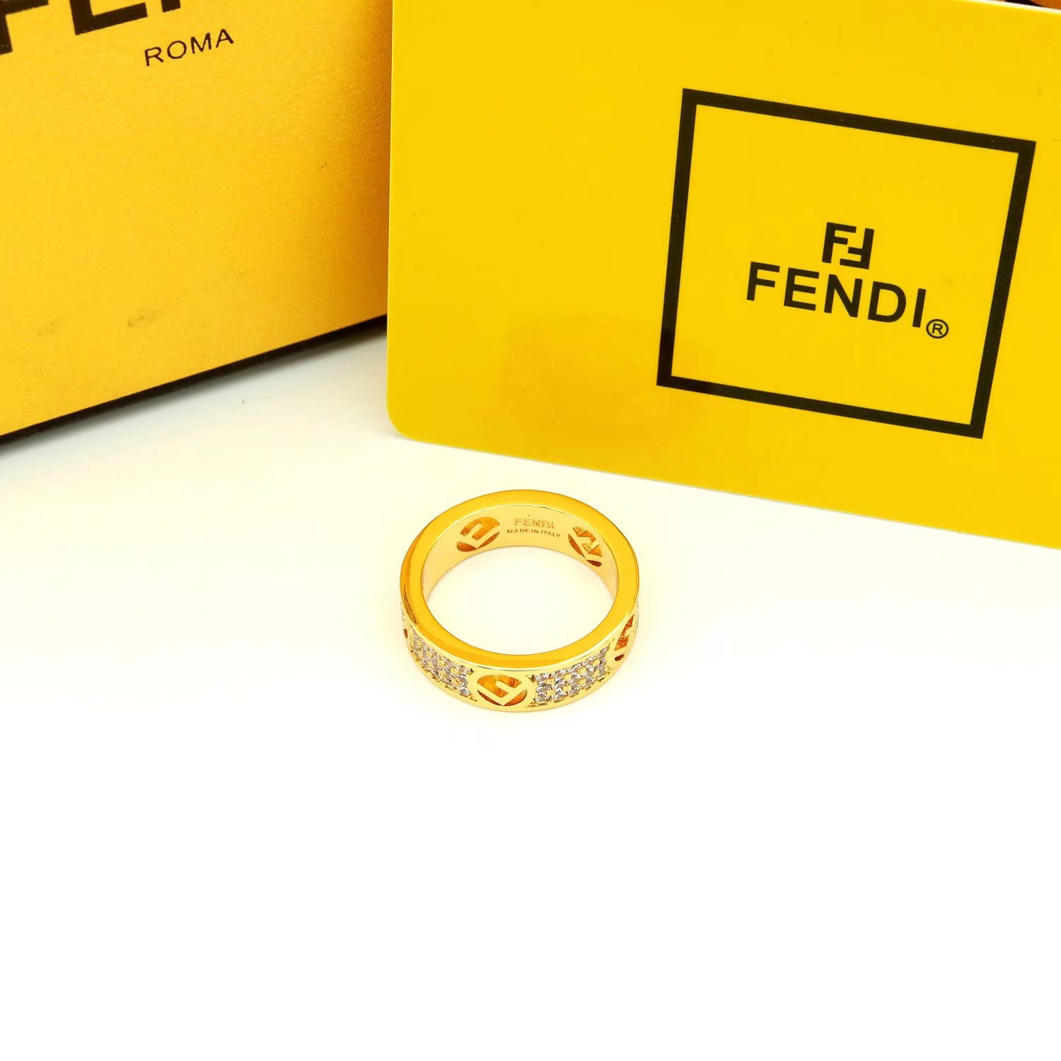 Fendi F IS FENDI ring Gold-tone metal with clear crystals rose gold-tone metal with clear crystals silver-tone metal with clear crystals 6 7 8 9