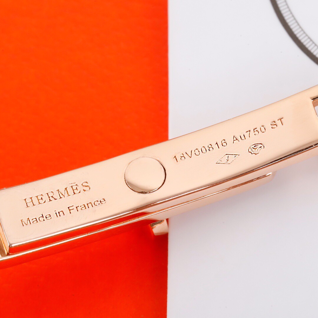 Bracelet Hermes Kelly Chaine Or rose pavé de diamants ST