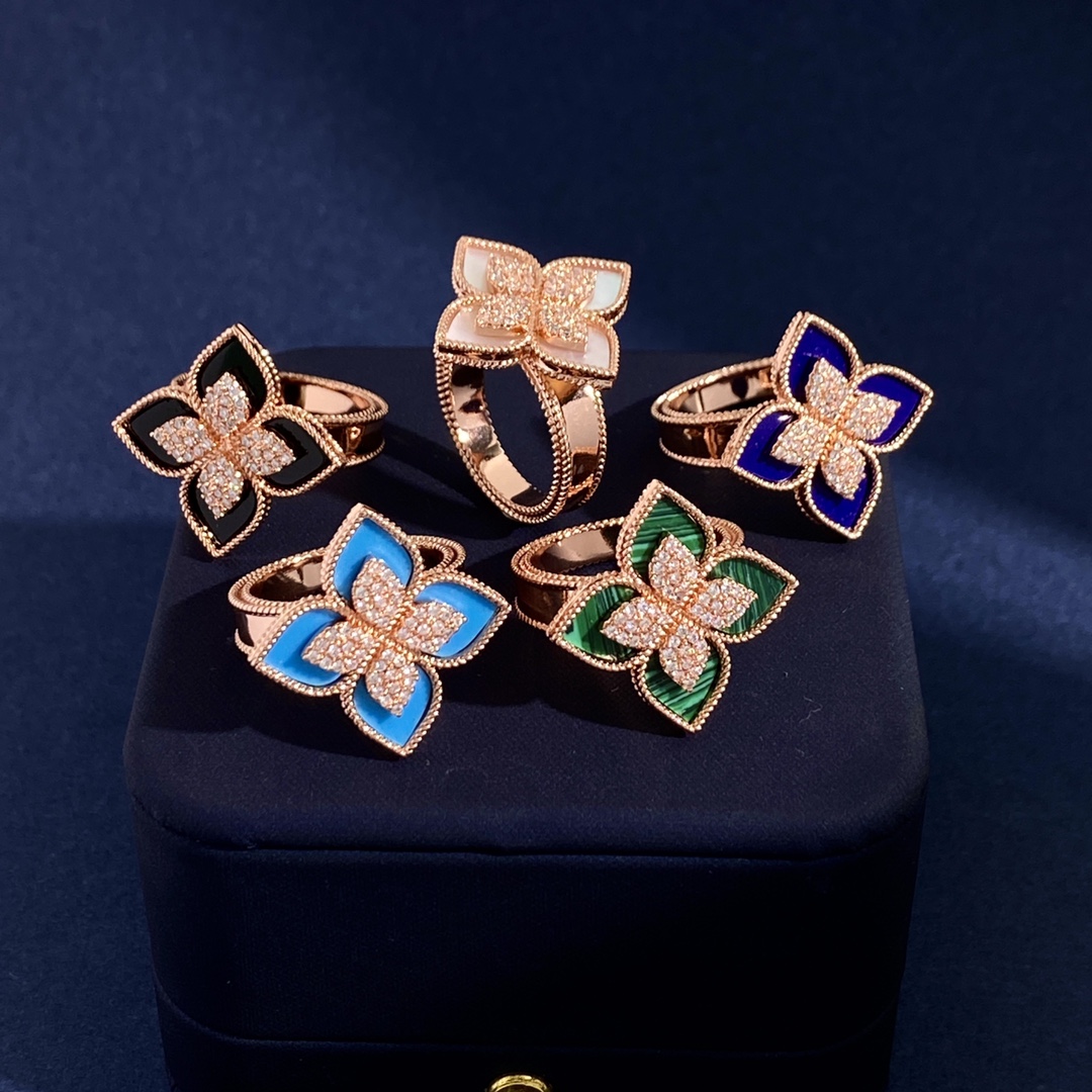 Roberto Coin Love in Verona Anello fiore in oro bianco 18 carati con pavé di diamanti US 7