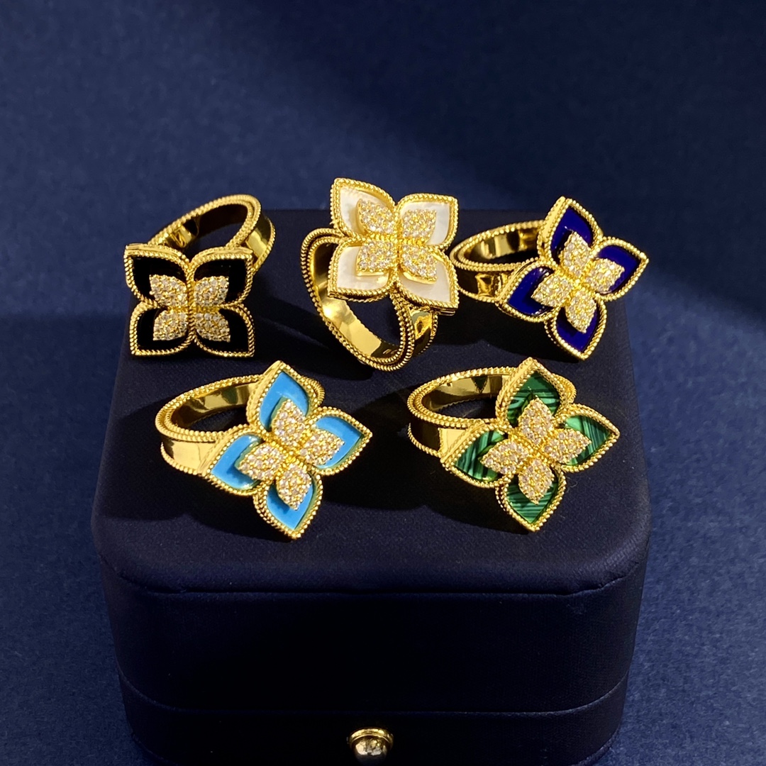 Roberto Coin Love in Verona Anello fiore in oro bianco 18 carati con pavé di diamanti US 7