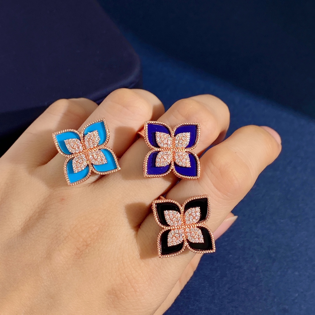 Roberto Coin Love in Verona Anello fiore in oro bianco 18 carati con pavé di diamanti US 7