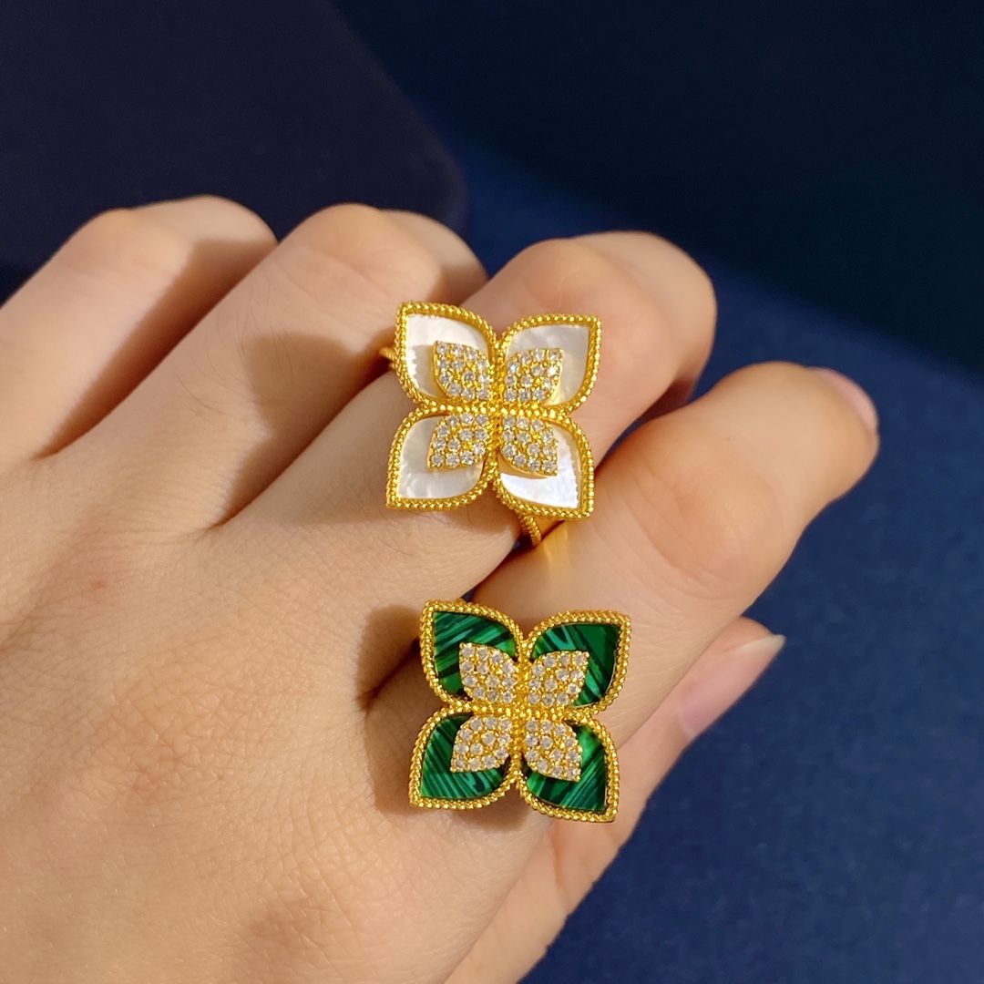 Roberto Coin Love in Verona Anello fiore in oro bianco 18 carati con pavé di diamanti US 7