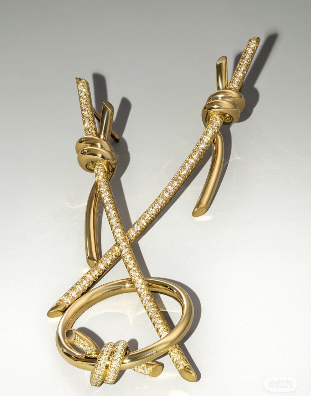Tiffany Co Knot necklace 18k gold clear diamond 40cm