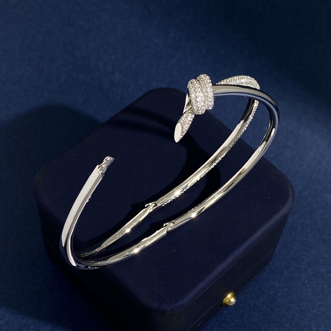 Tiffany Knot bracelet silver-toned metal with clear pave diamonds 17cm inner circumference