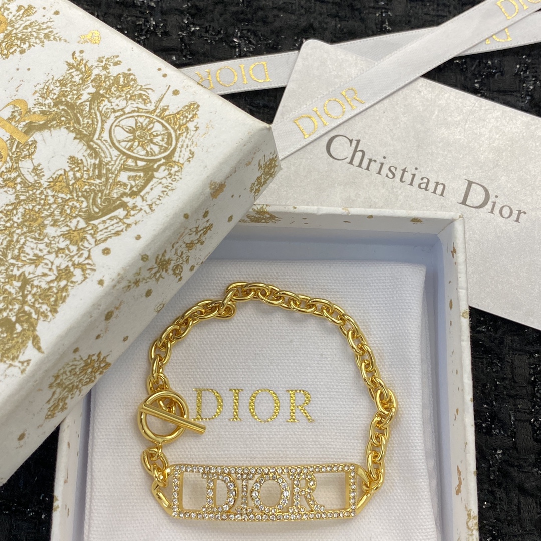Dior Dior Jewelry Code H477 0257825 bracelet gold-tone metal with clear crystal accents 17cm