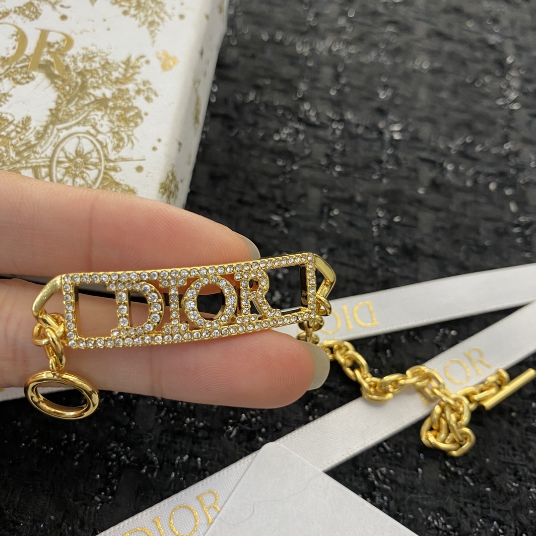Dior Dior Jewelry Code H477 0257825 bracelet gold-tone metal with clear crystal accents 17cm