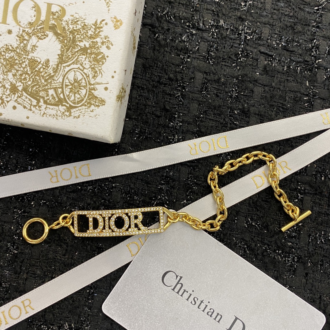 Dior Dior Jewelry Code H477 0257825 bracelet gold-tone metal with clear crystal accents 17cm