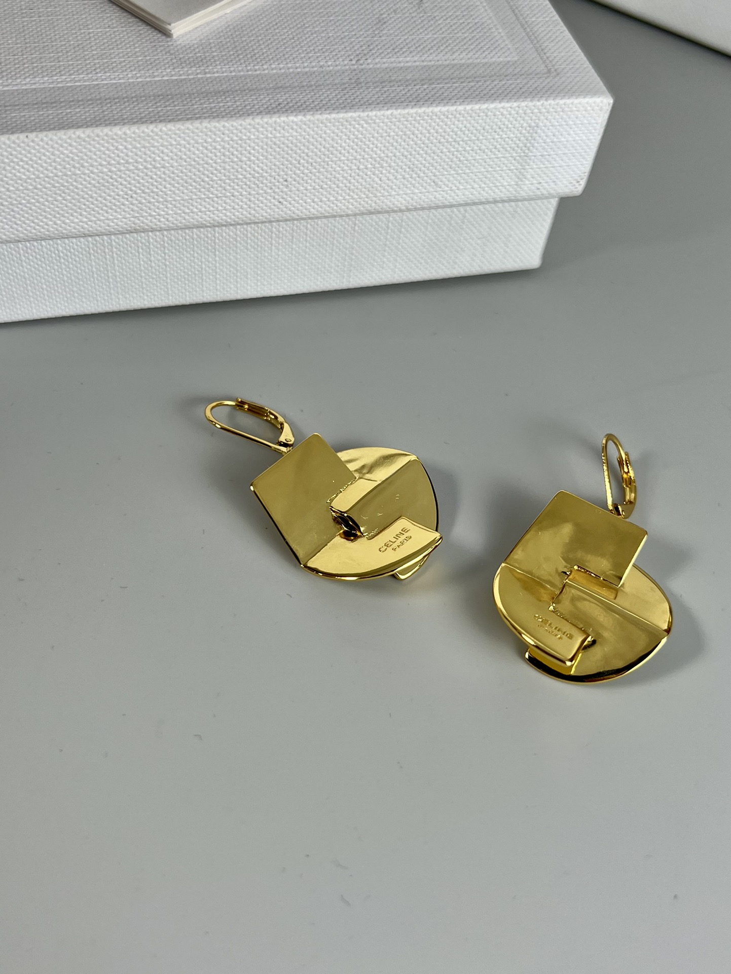 Celine Folded Geometric Drop Earrings earrings Polished gold-tone metal no accent stones One Size 3cm drop length