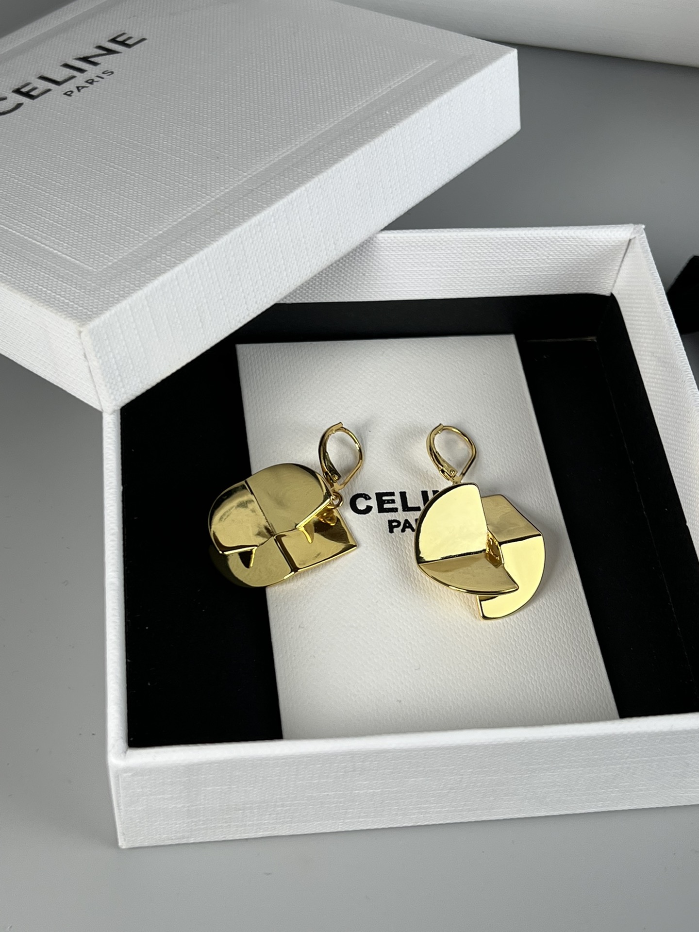 Celine Folded Geometric Drop Earrings earrings Polished gold-tone metal no accent stones One Size 3cm drop length