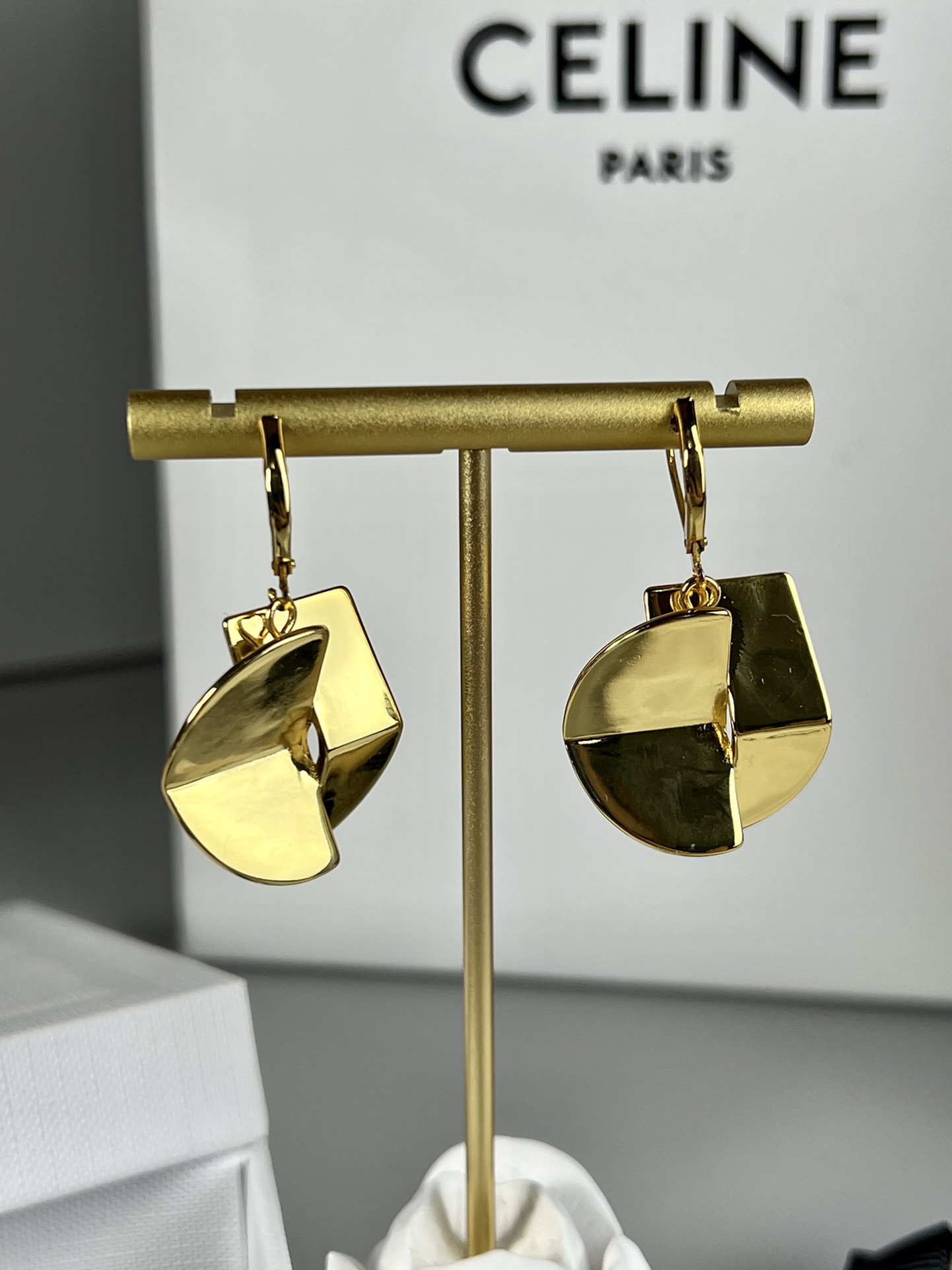 Celine Folded Geometric Drop Earrings earrings Polished gold-tone metal no accent stones One Size 3cm drop length
