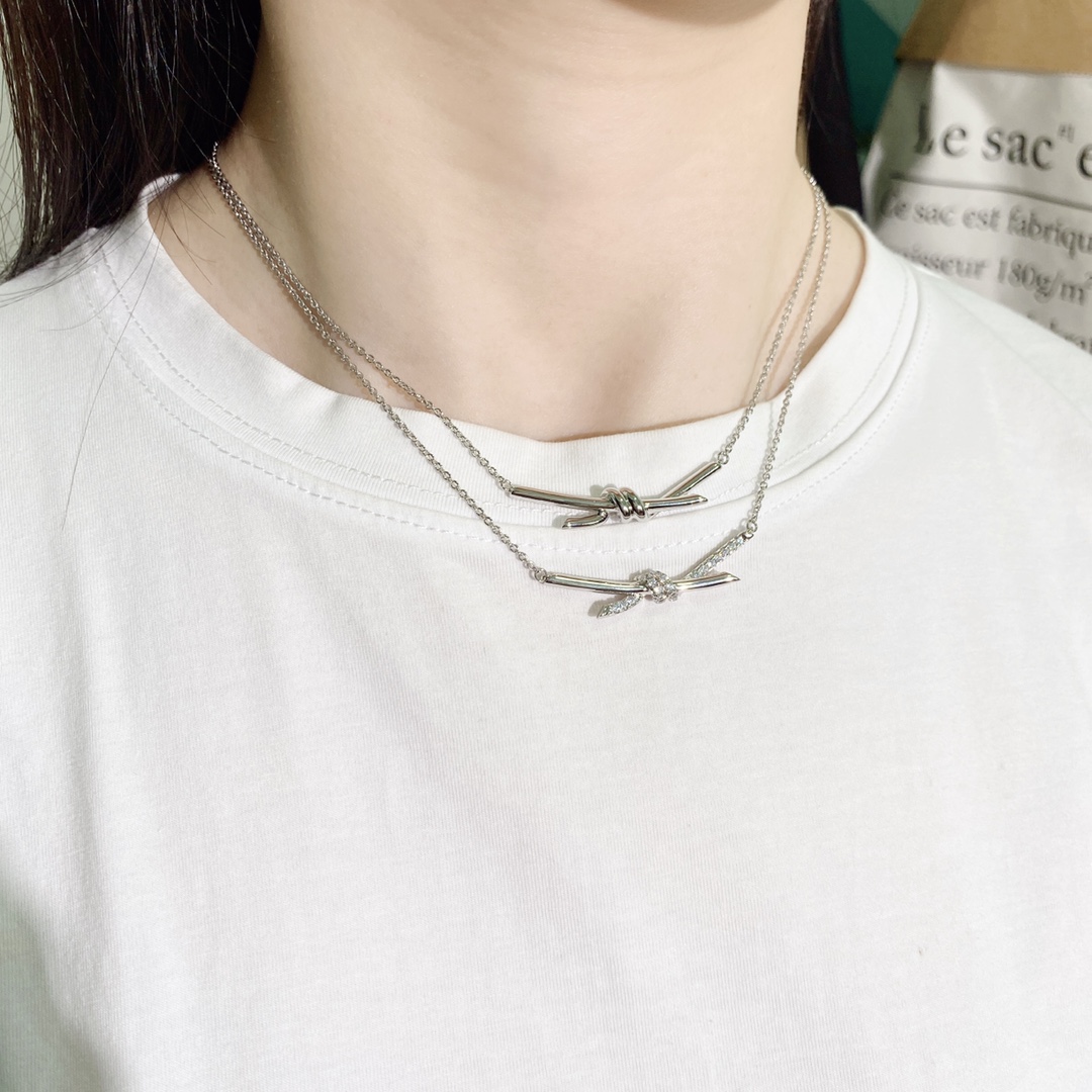 Tiffany Knot necklace Yellow Gold Sterling Silver 45cm